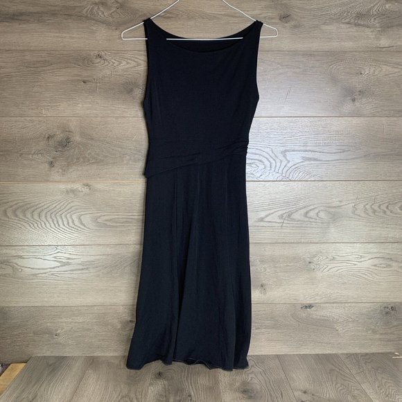 Giorgio Armani Dress Womans 6 Black Sleeveless One Side Waist Gather Swing Hem - Picture 2 of 11